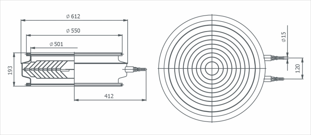 Dimensional drawing Water baffle LP-500