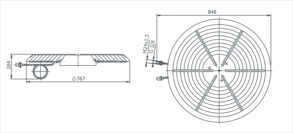 Dimensional Drawing LI-800 Integrated Baffle