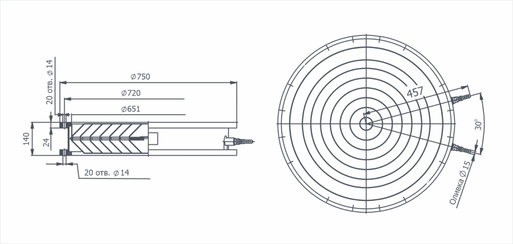 Dimensional drawing Water baffle LP-630