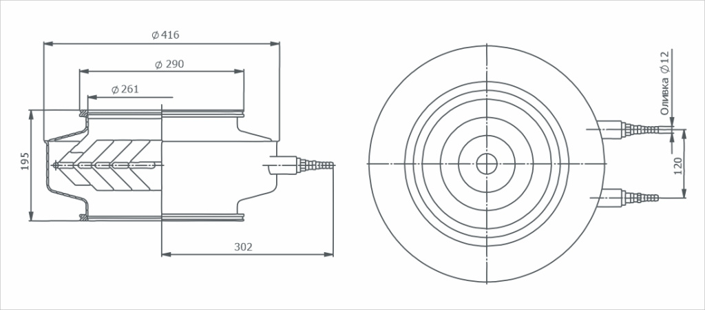 Dimensional drawing Water baffle LP-250