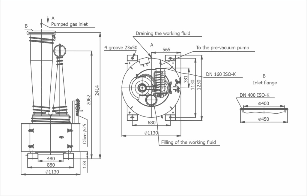 Dimensional drawing OIL BOOSTER VACUUM PUMP VBP-400/6000