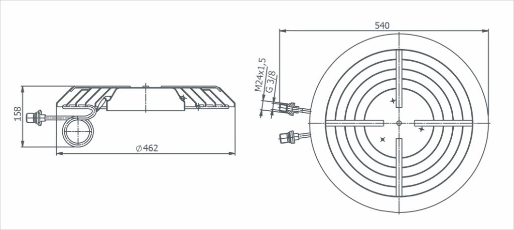 Dimensional Drawing LI-500 Integrated Baffle