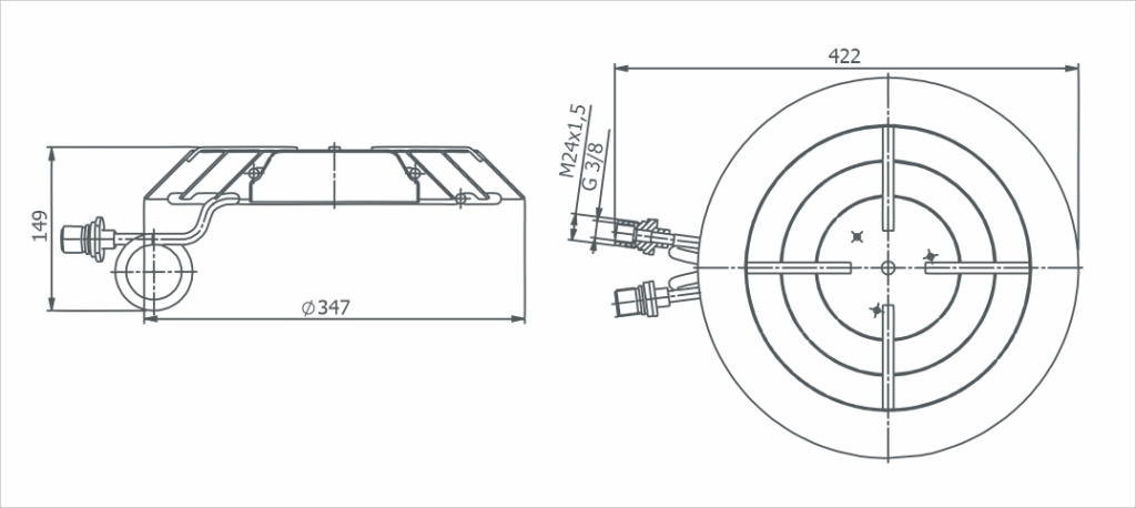 Dimensional Drawing LI-400 Integrated Baffle